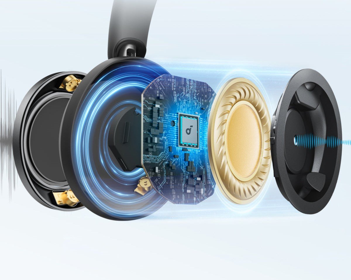 Vista interior de una copa de los cascos soundcore Space One Pro, foto del fabricante